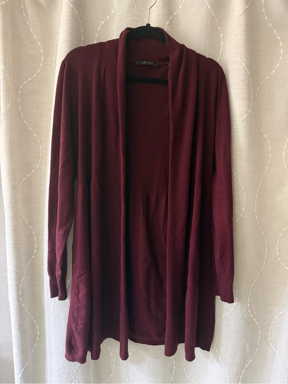 Cyrus Open-Front Cardigan in Deep Burgundy